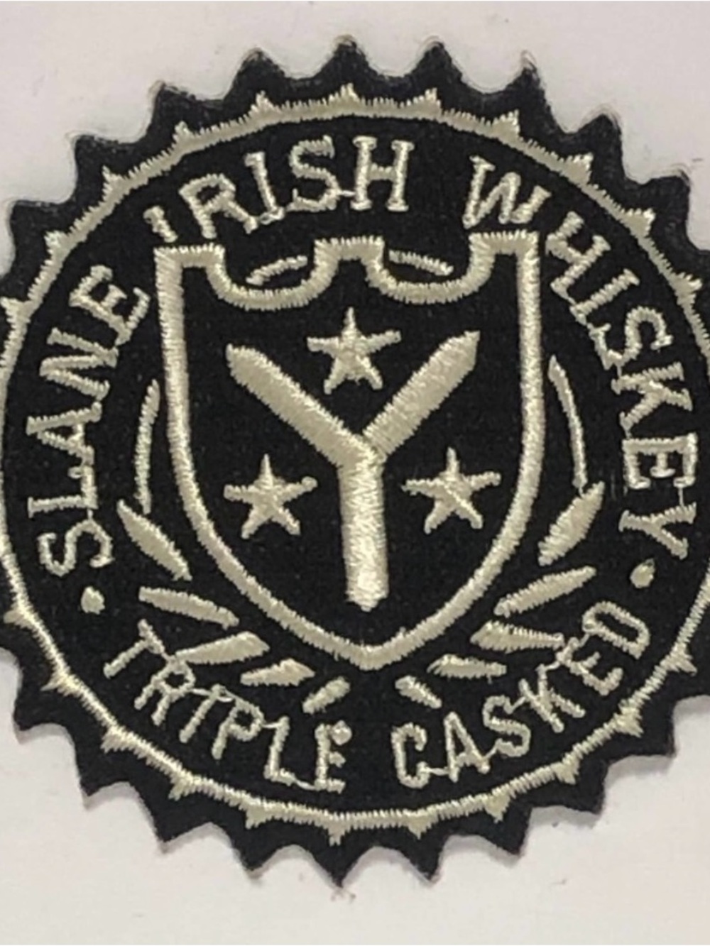 SLANE Black & White Embroidered Crest StickOn Patch